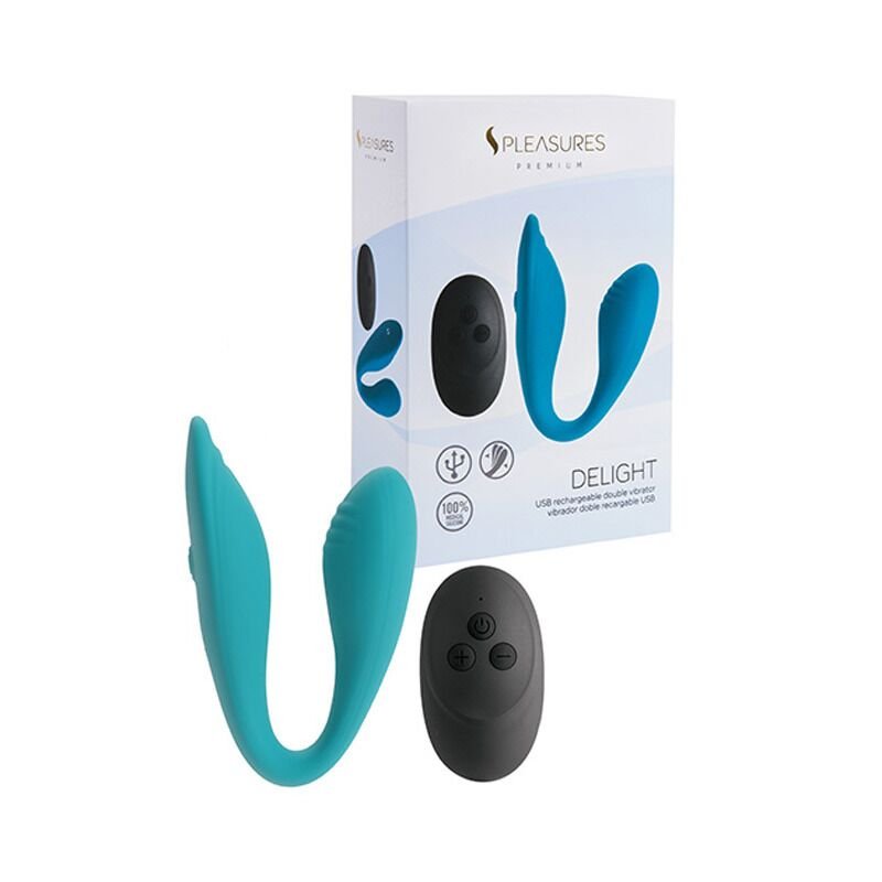 Подвійний вібратор S Pleasures Premium Delight, бірюзовий, для клітора та точки G, 10 режимів - Зображення 4
