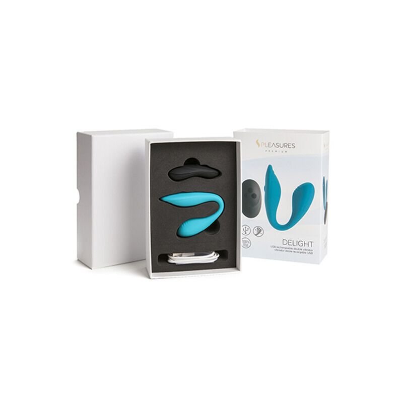 Подвійний вібратор S Pleasures Premium Delight, бірюзовий, для клітора та точки G, 10 режимів - Зображення 3