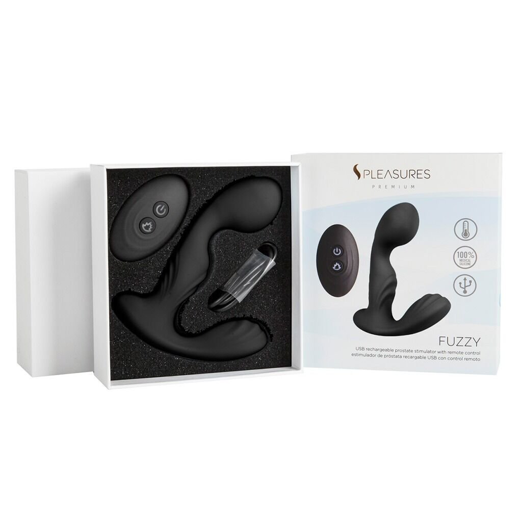 Вібромасажер простати S Pleasures Premium FUZZY, чорний, з рельєфом, 10 режимів вібрації, нагрів - Зображення 3