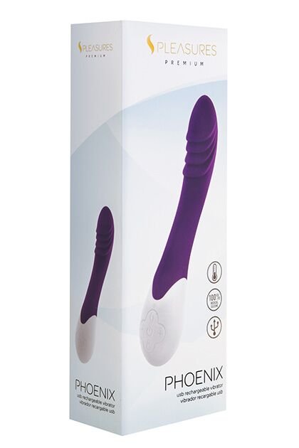 Вібратор S Pleasures Premium Phoenix, для точки G, фіолетовий, водостійкий, 16 видів вібрації, нагрів - Зображення 3