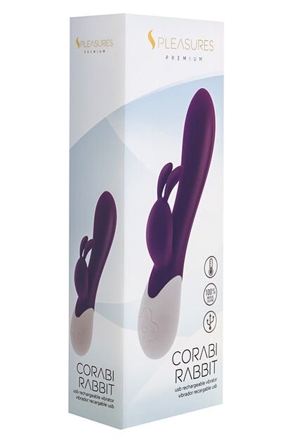 Вібратор-кролик S Pleasures Premium Corabi Rabbit, фіолетовий, вушка для клітора, 16 режимів, нагрів - Зображення 3