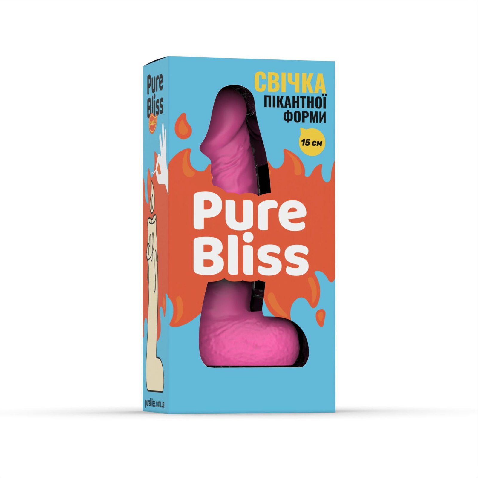 Свічка у вигляді члена Pure Bliss MINI Pink 15 см - Зображення 6