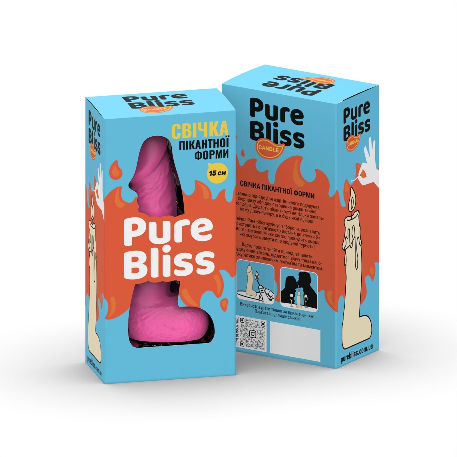 Свічка у вигляді члена Pure Bliss MINI Pink 15 см - Зображення 7