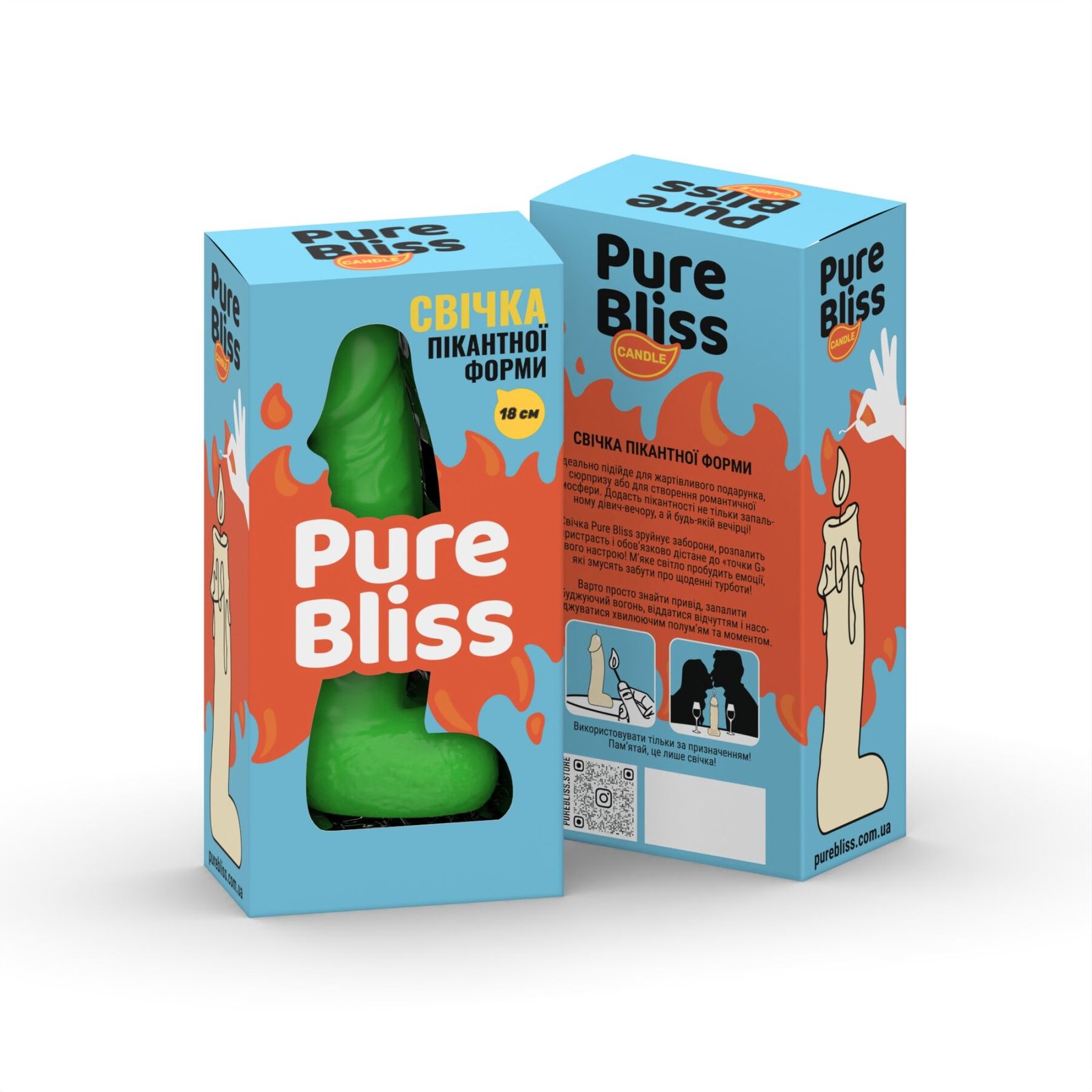 Свічка у вигляді члена Pure Bliss BIG Green 18 см - Зображення 7