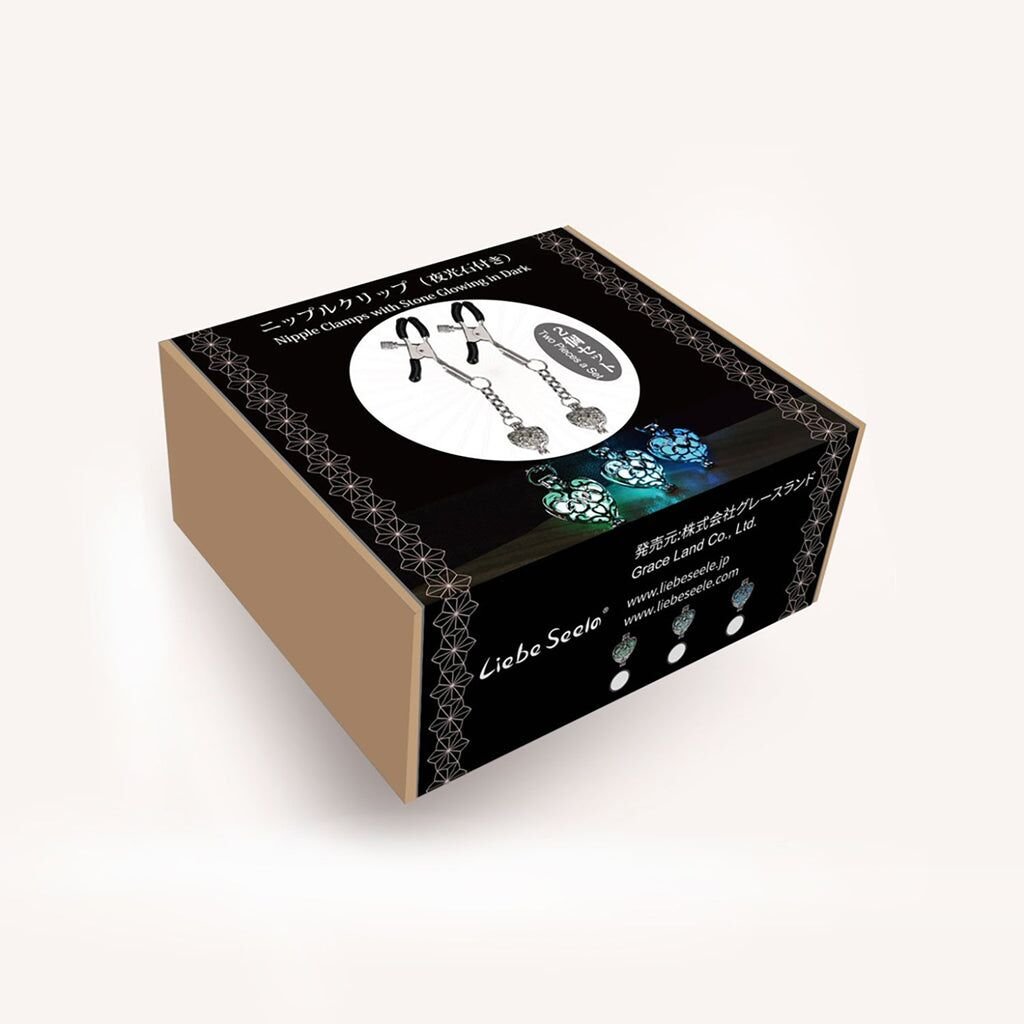 Затискачі для сосків Liebe Seele Glow-in-dark Nipple Clamps Blue - Зображення 4