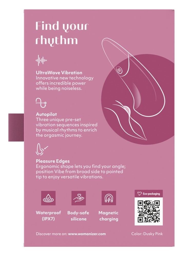 Мінівібратор Womanizer Vibe Dusky Pink, 3 авторежими + 10 рівнів інтенсивності - Зображення 10