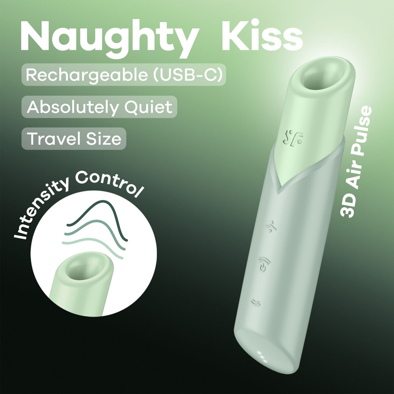 Вакуумний стимулятор Satisfyer Naughty Kiss, магнітна технологія 3D Air Pulse, 30 режимів роботи - Зображення 6