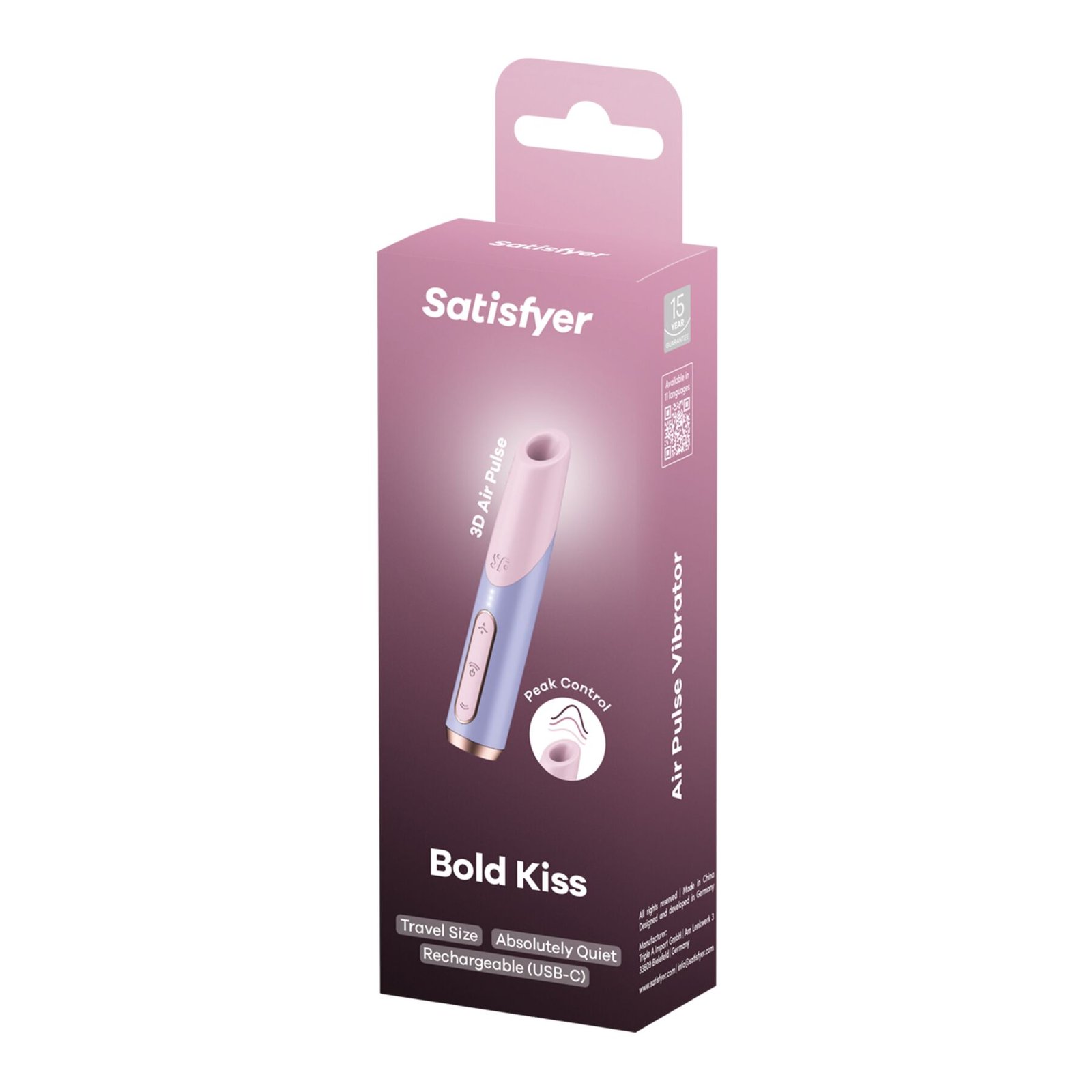Вакуумний стимулятор Satisfyer Bold Kiss Violet, магнітна технологія 3D Air Pulse, 30 режимів роботи - Зображення 5