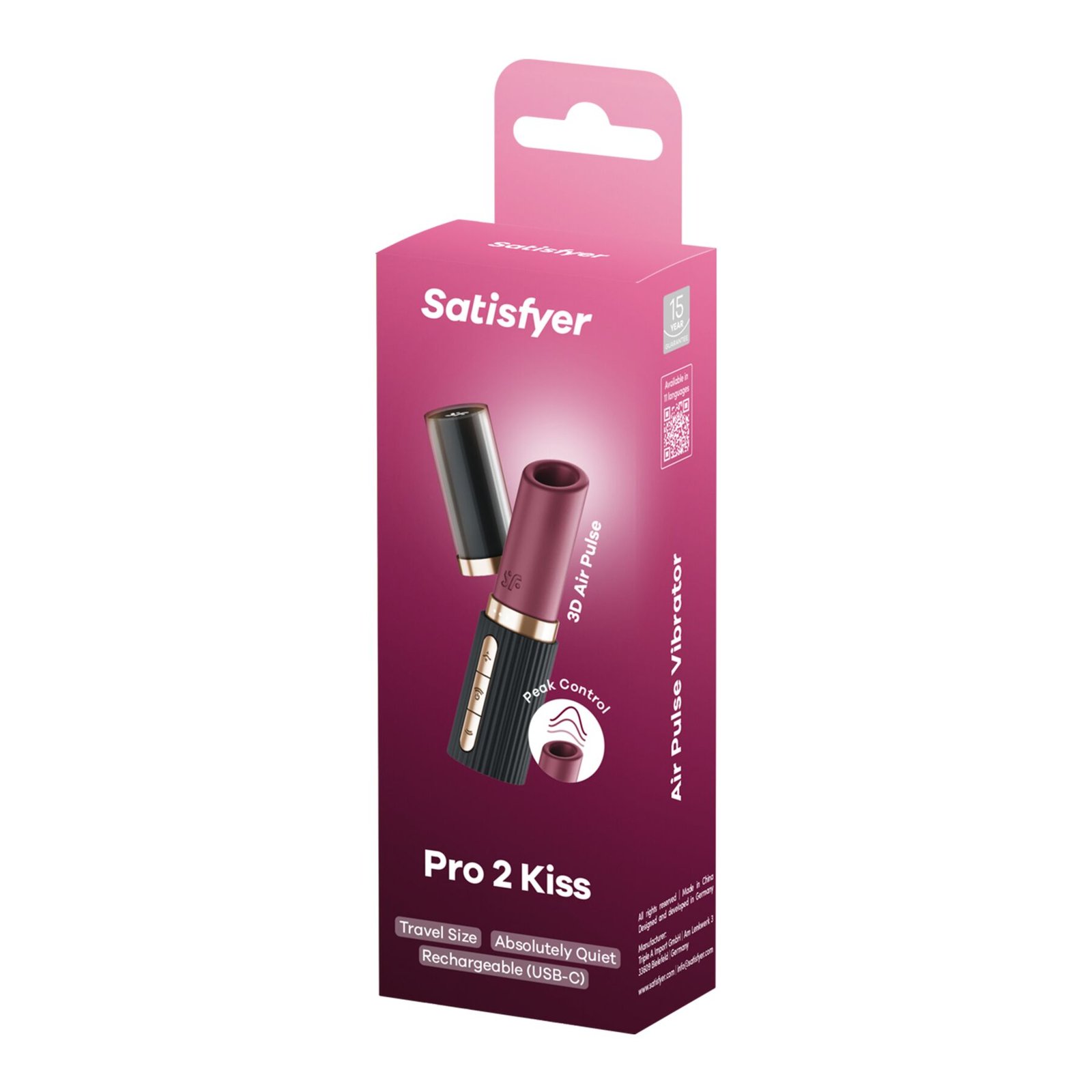 Вакуумний стимулятор Satisfyer Pro 2 Kiss, магнітна технологія 3D Air Pulse, 30 режимів, кришечка - Зображення 6