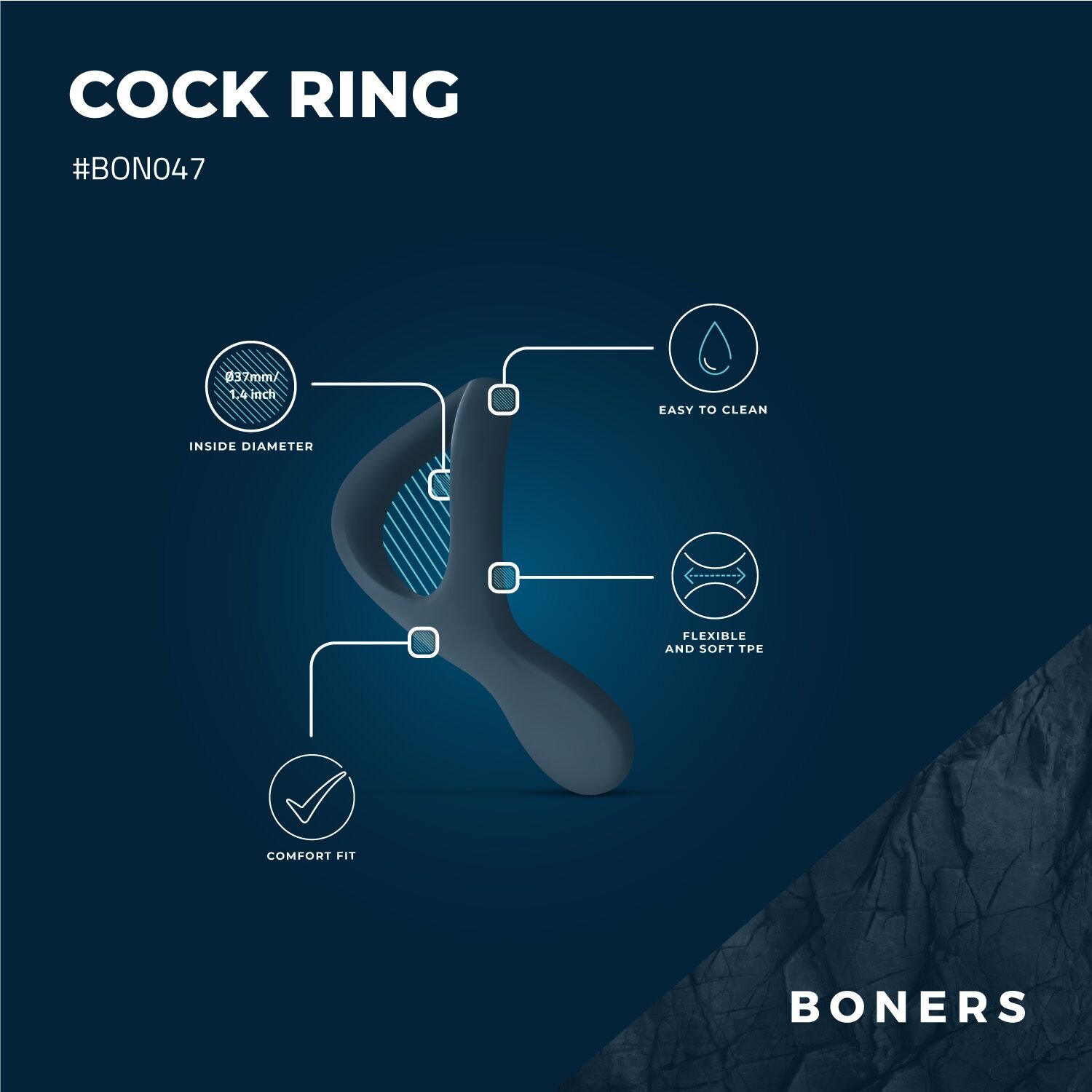 Ерекційне кільце Boners Cock ring - Зображення 10