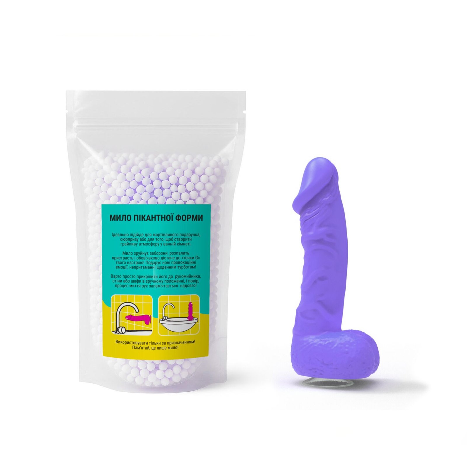 Крафтове мило-член з присоскою Чистий Кайф MEDIUM Violet, натуральне - Зображення 4