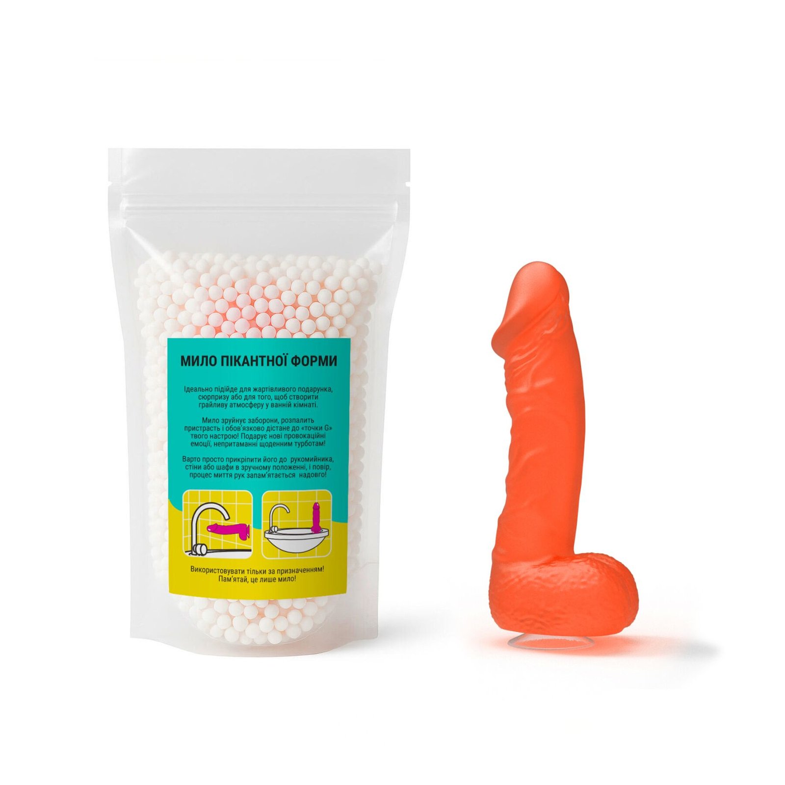 Крафтове мило-член з присоскою Чистий Кайф LARGE Orange, натуральне - Зображення 4