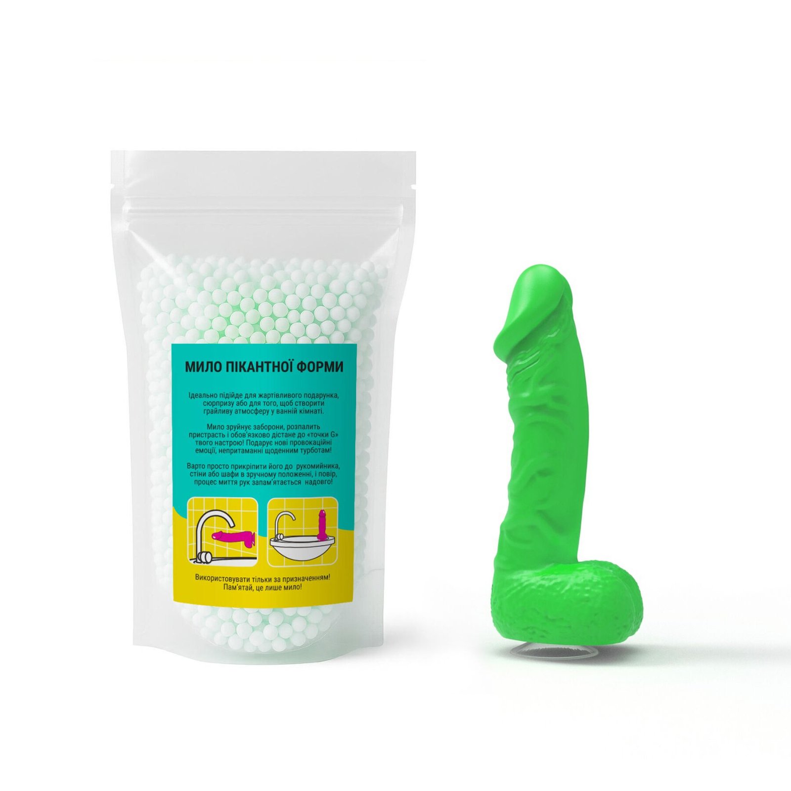 Крафтове мило-член з присоскою Чистий Кайф LARGE Green, натуральне - Зображення 4