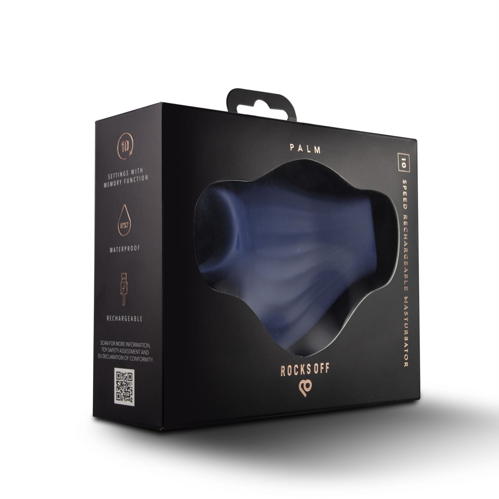 Мастурбатор Rocks Off Palm Blue, петлі для пальців, 10 режимів - Зображення 8