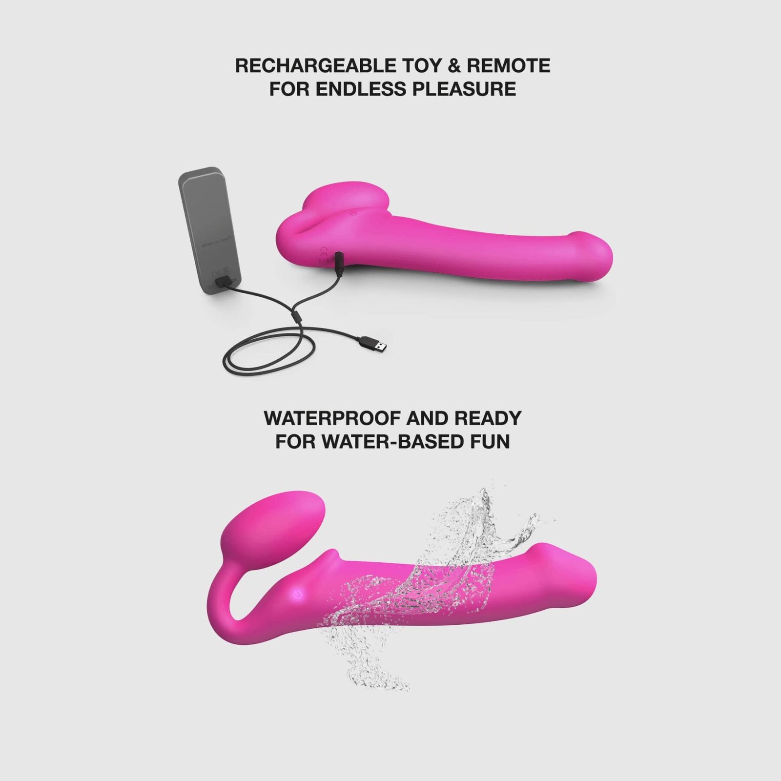 Безремінний страпон з вібрацією Strap-On-Me Vibrating Fuchsia XL, діам. 4,7см, пульт ДК, регульований - Зображення 4