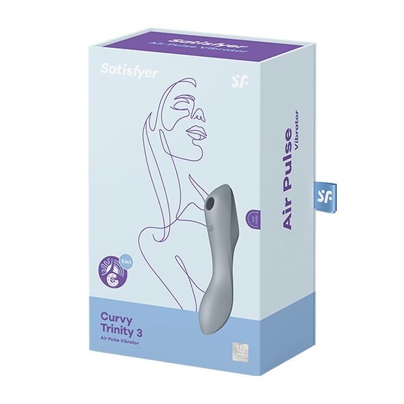Вакуумний стимулятор з вібрацією Satisfyer Curvy Trinity 3 BlueGrey - Зображення 5